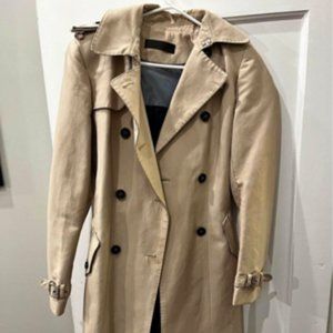 Zara double breasted trench coat size small beige